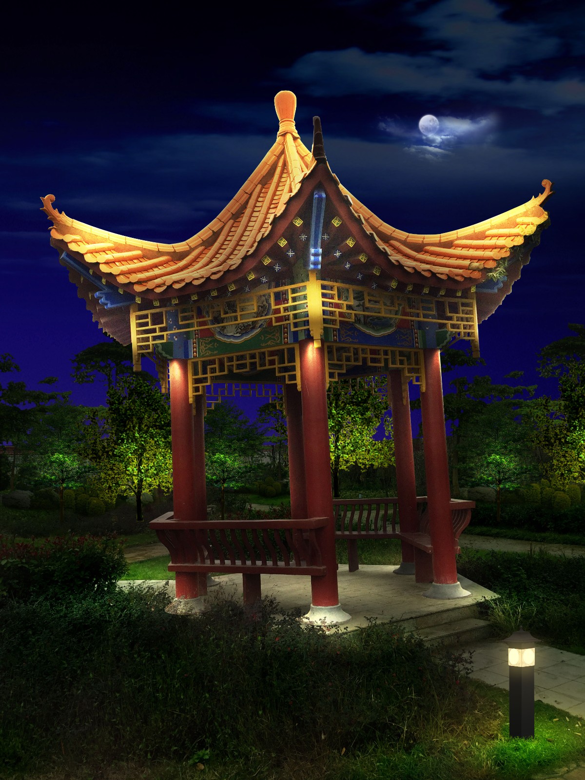 阜南縣清河公園，體育公園景觀(guān)亮化